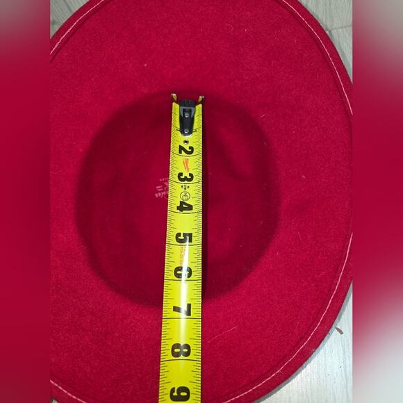 Vtg Lancaster Red Wool Wide-Brim Hat W/Bow USA Made - Picture 6 of 6